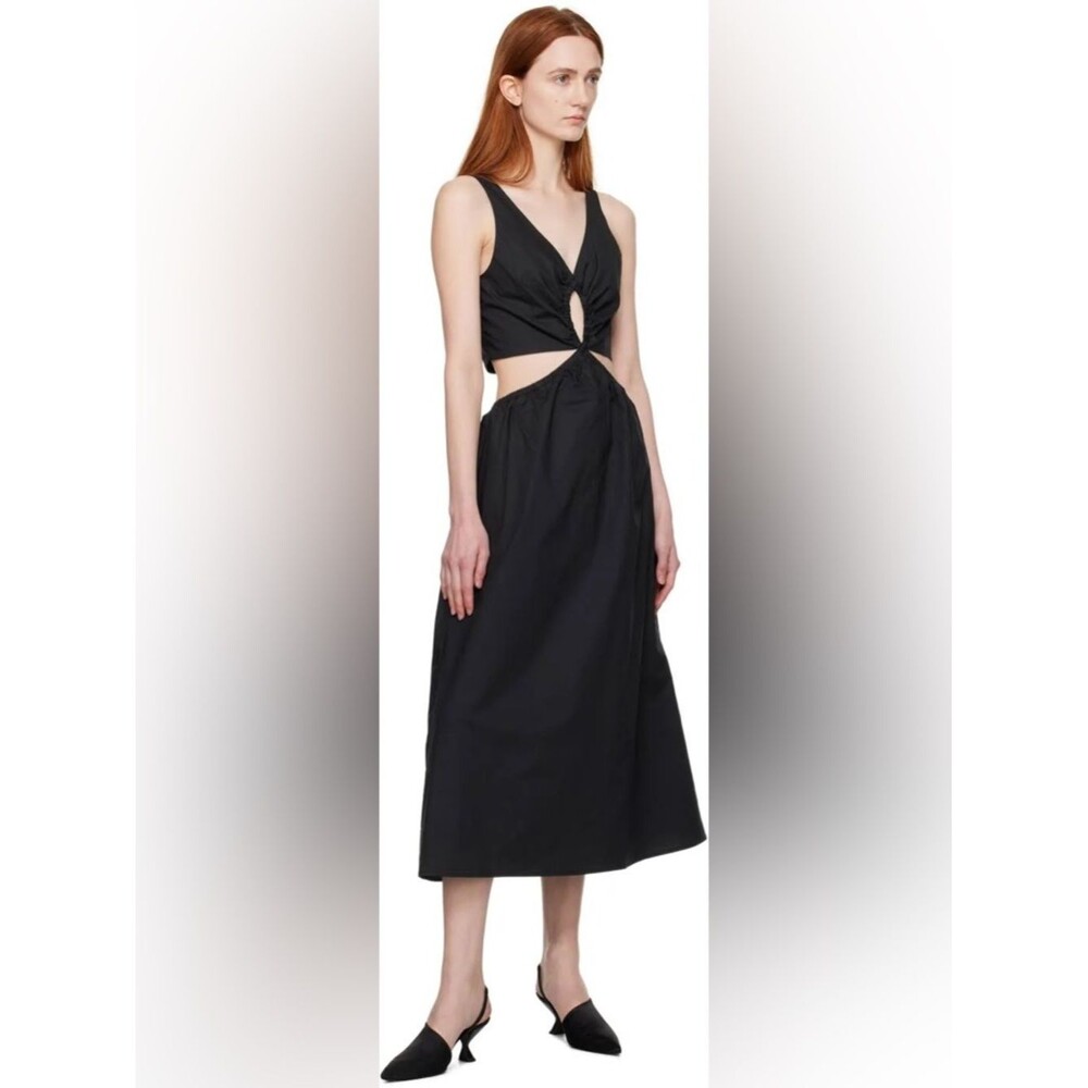 NWT Anine Bing M Dione Black Cutout Midi Dress with Twist Front